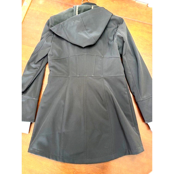 Betsey Johnson Soft Shell Hood Jacket Coat Sz M Black Water Repellant Thumb Hole - Picture 5 of 16